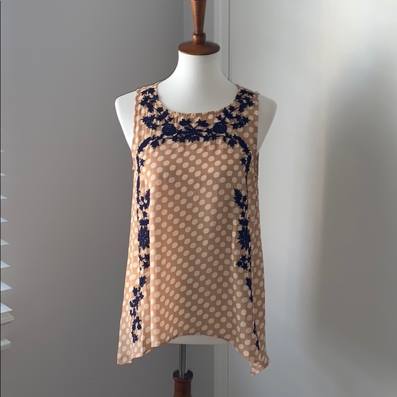 M Tan & Cream Polka Dot sleeveless top - Picture 3 of 7
